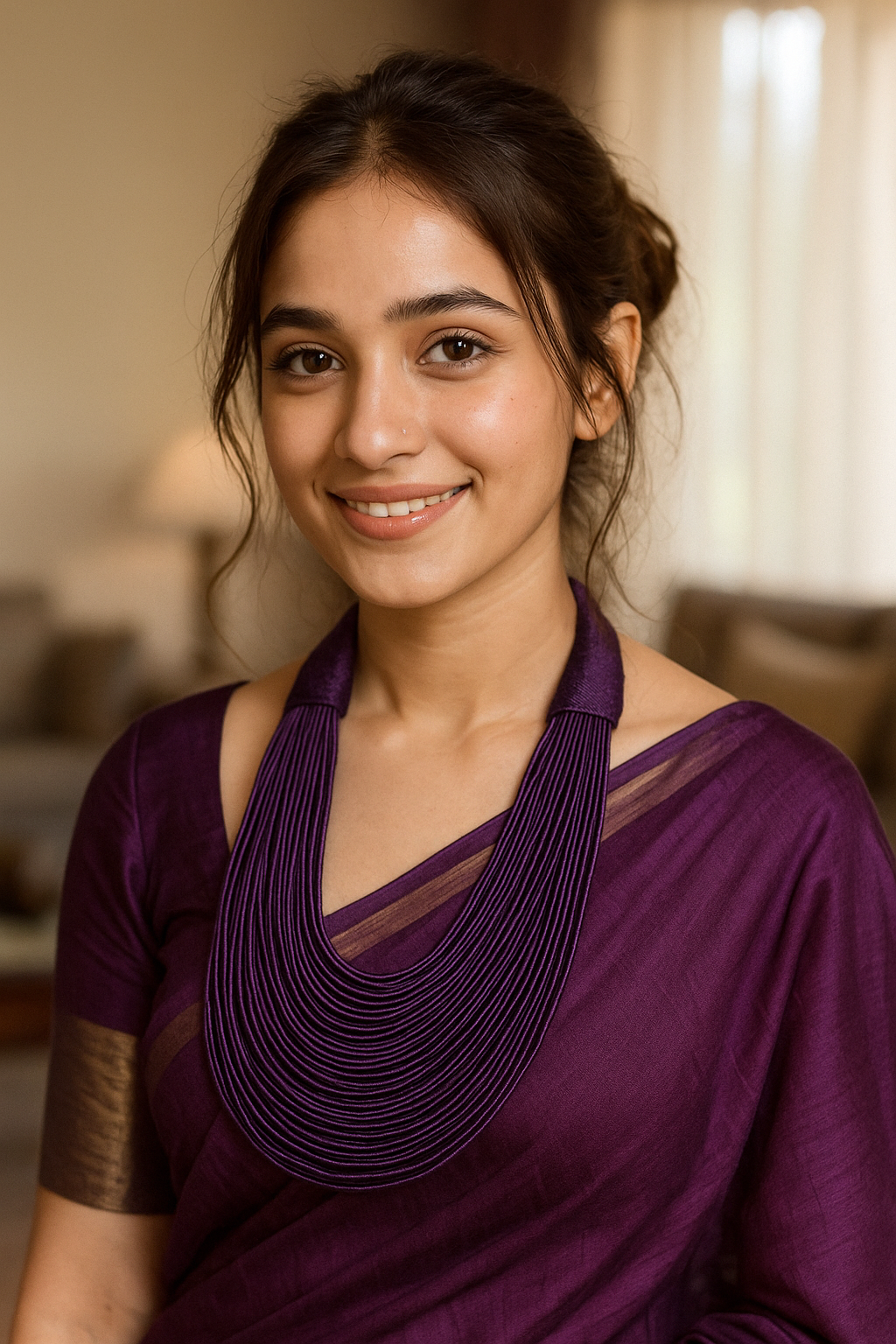 Violet Handmade Silk Threads Multi-Layer Statement African Choker Necklace