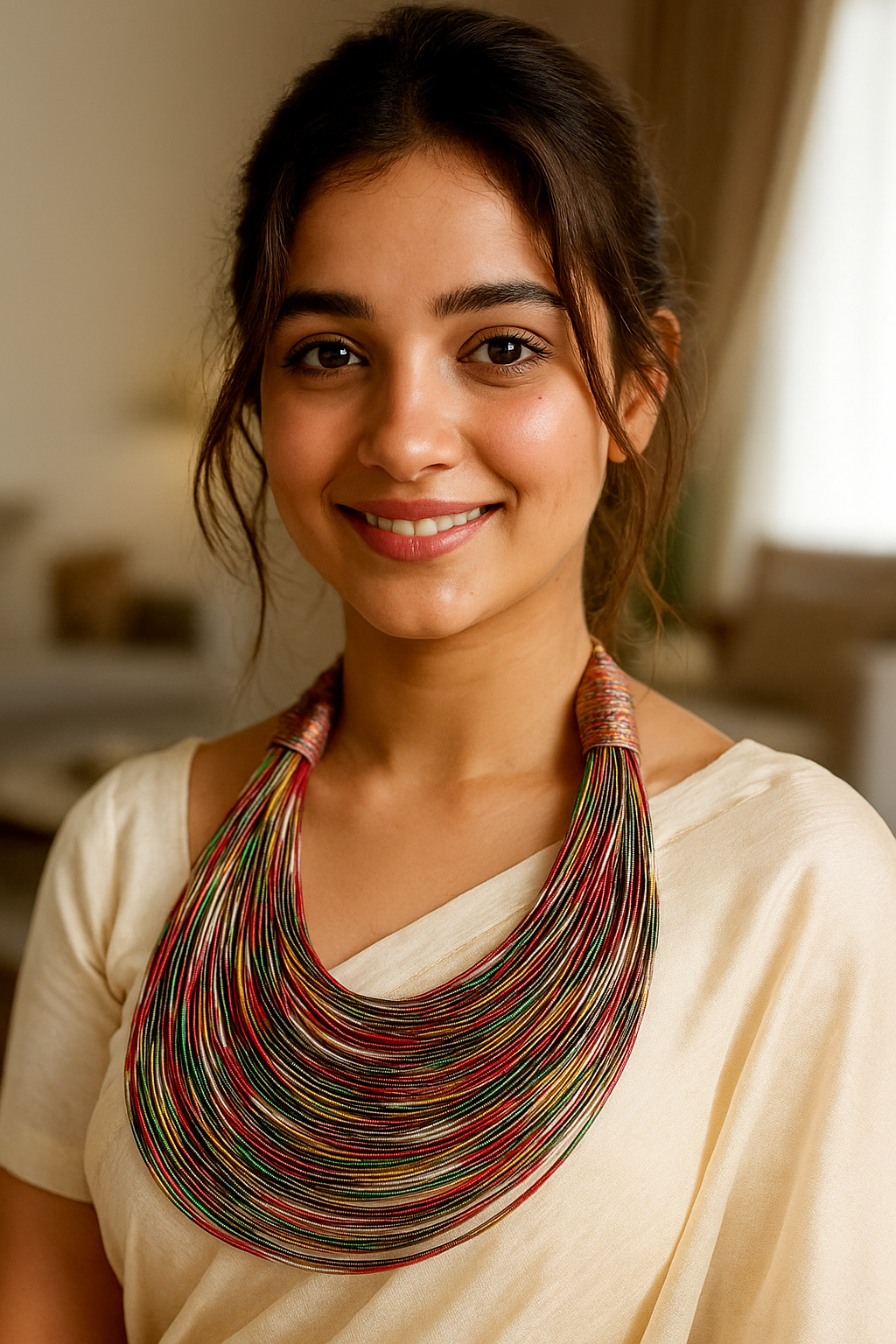 Multi-Color Handmade Silk Threads Multi-Layer Statement African Choker Necklace