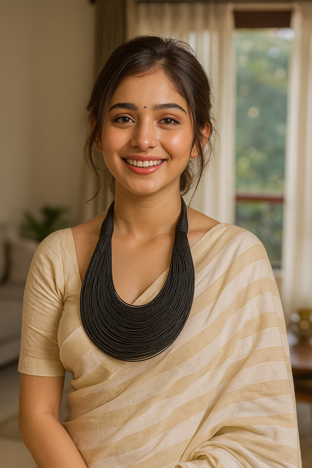 Black Handmade Silk Threads Multi-Layer Statement African Choker Necklace