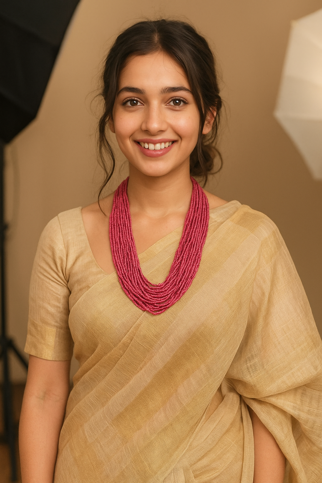 Deep Pink Multi-Layer Beads Hand Braided Boho Necklace