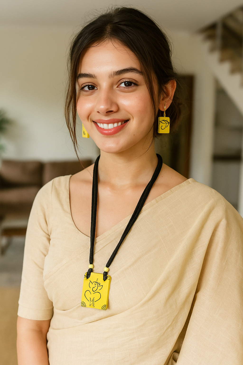 Ganesha Hand Painted Wooden Necklace Set