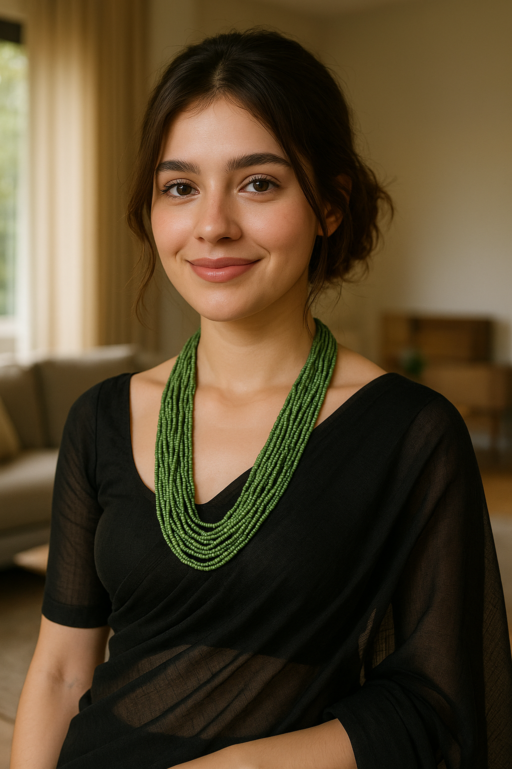 Sea Green Beads Hand Beaded Multi-Layer Necklace