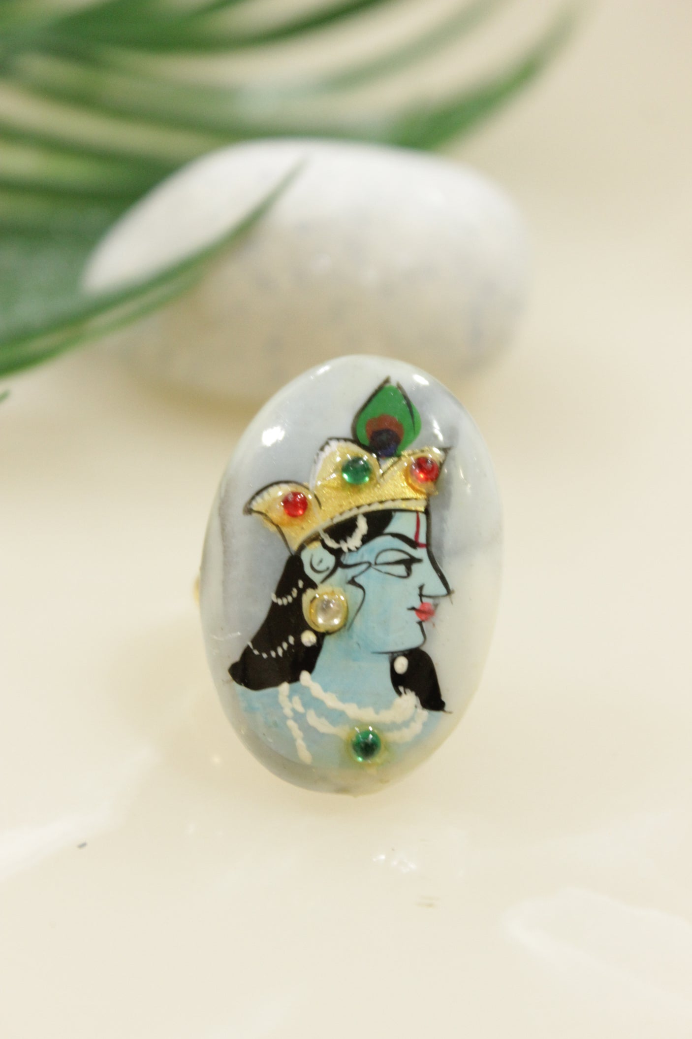 Hand Painted Marble Statement Adjustable Cocktail Ring