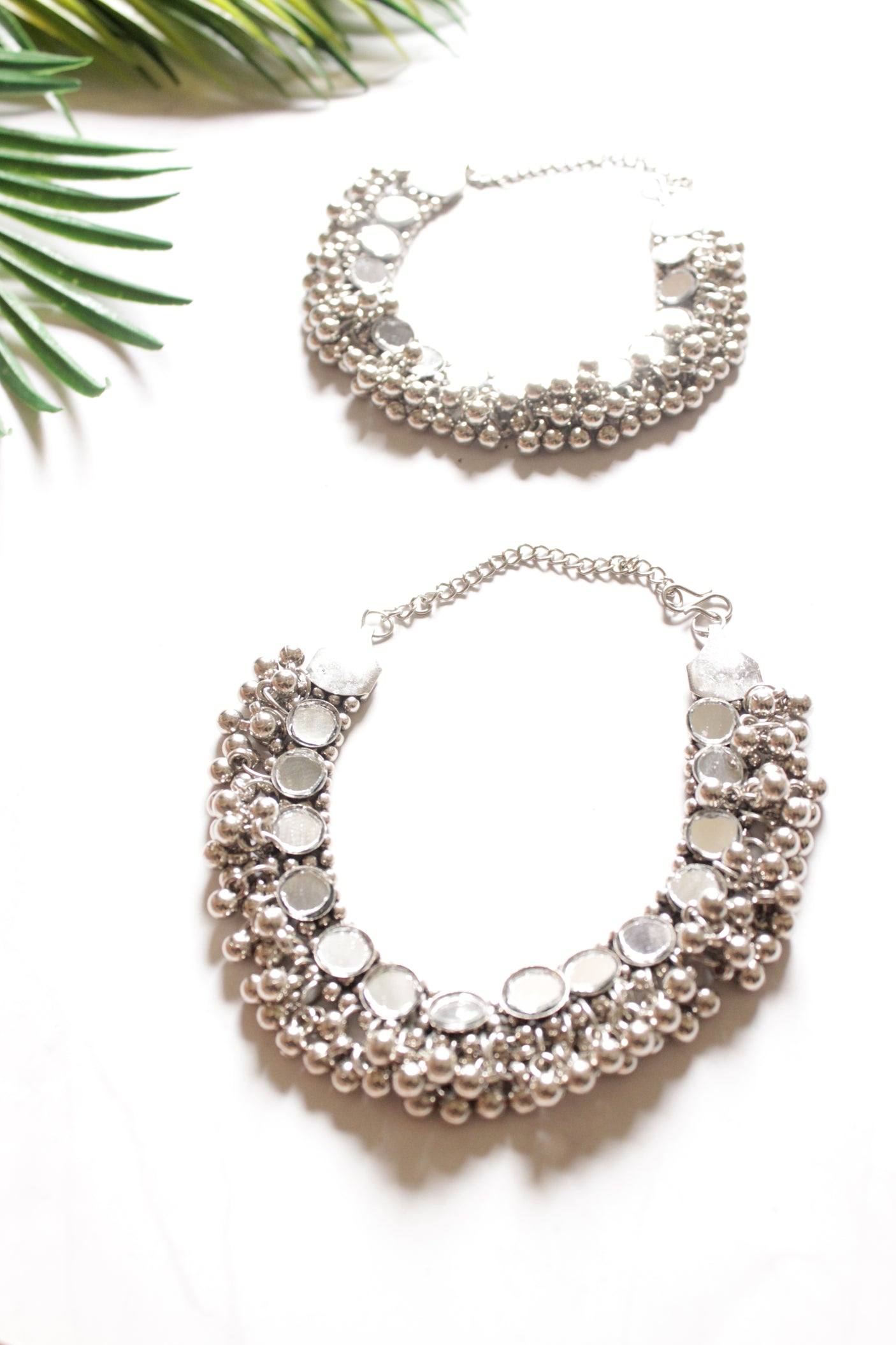 Mirror Work Set of 2 Ghungroo Payal Anklets