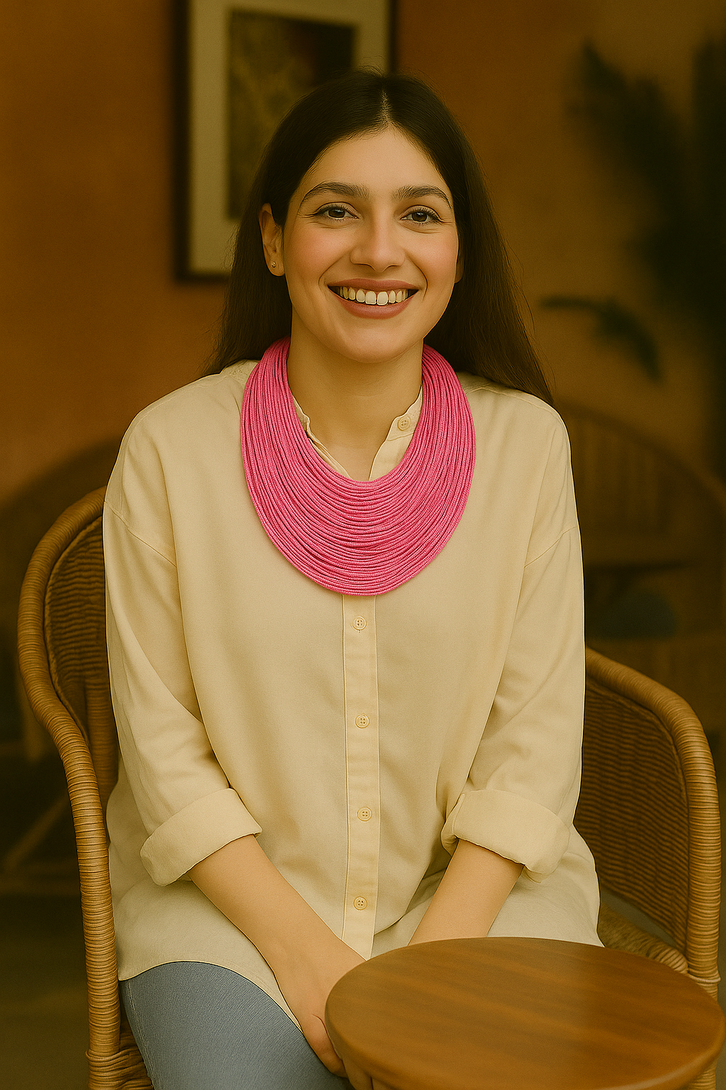 Baby Pink Handmade Silk Threads Multi-Layer Statement African Choker Necklace