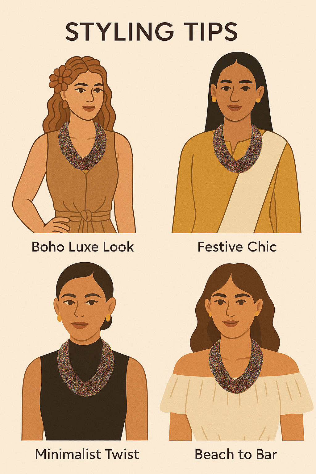 Twisted Multi-Color Beads Handmade Necklace