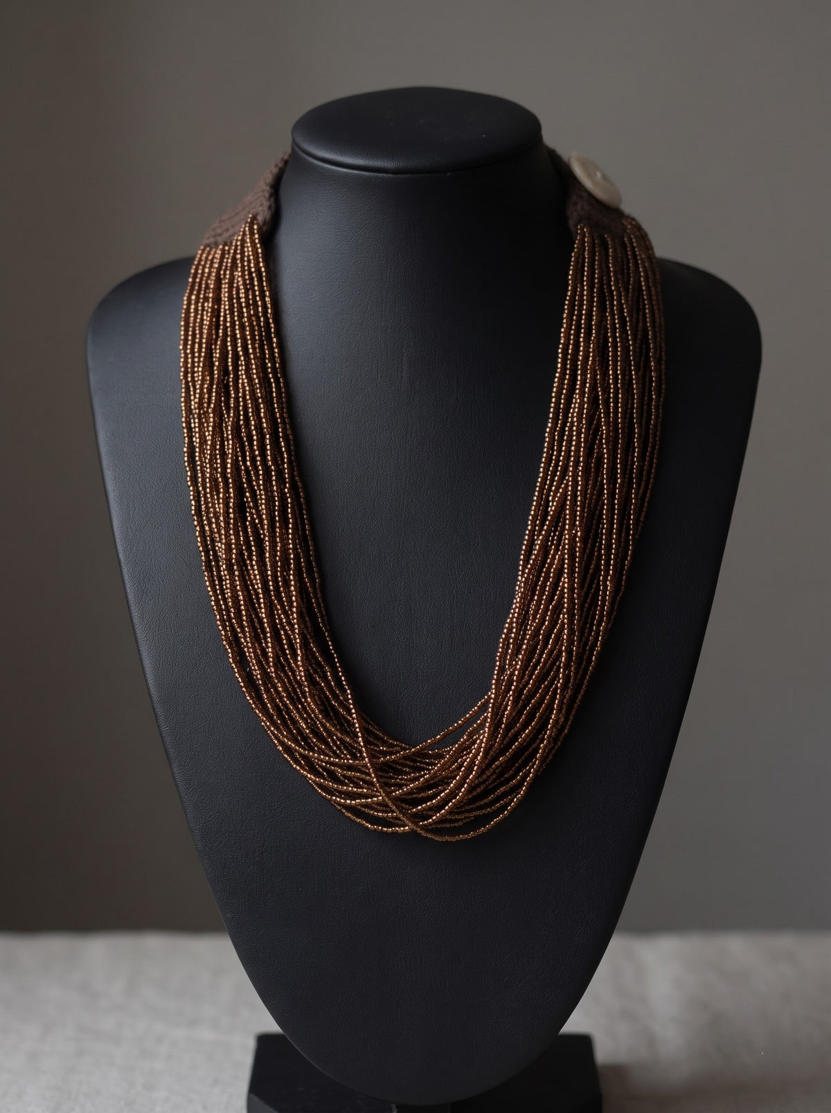 Copper-Toned Beads Hand Beaded Multi-Layer Necklace