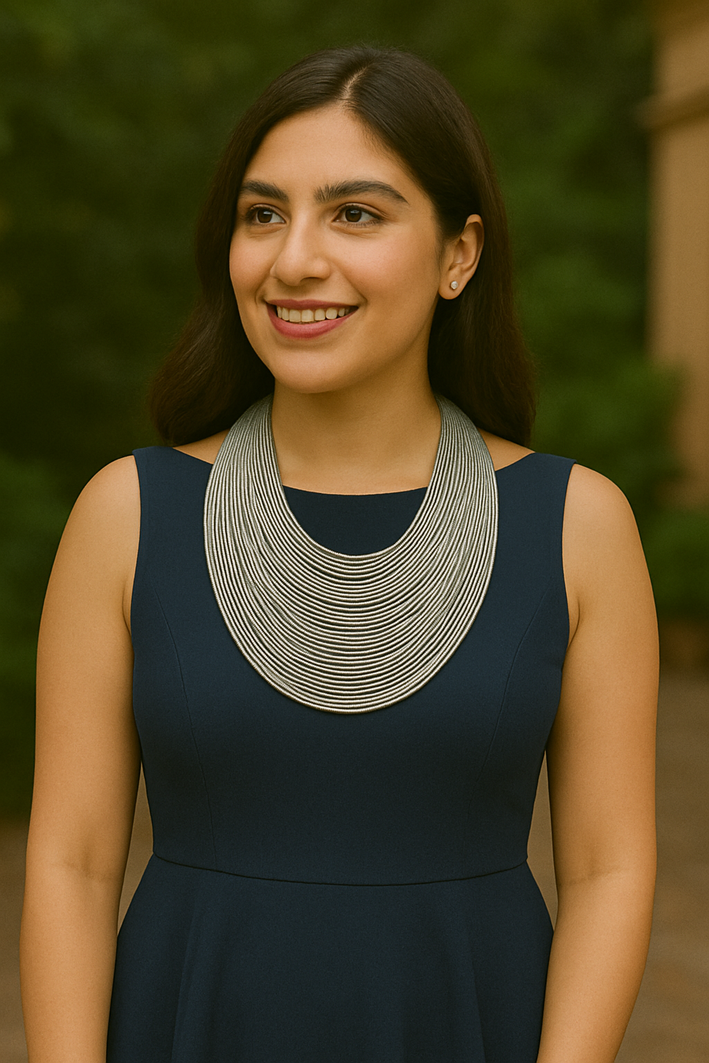 Silver Grey Handmade Silk Threads Multi-Layer Statement African Choker Necklace