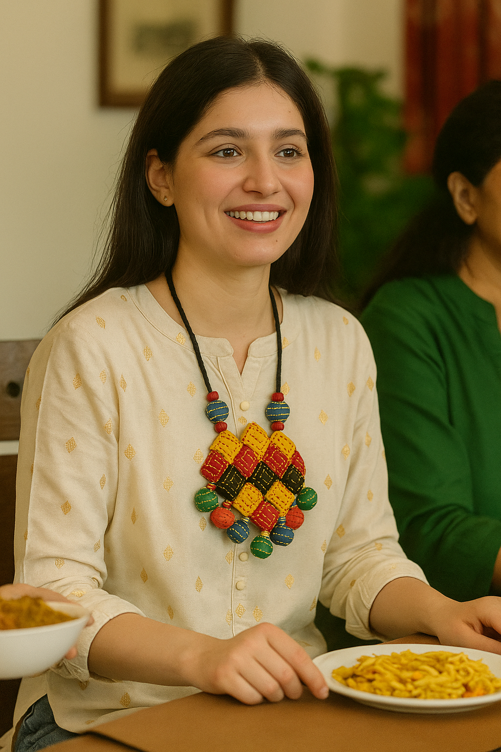 Kantha Embroidered Multi-Color Handmade Adjustable Length Necklace