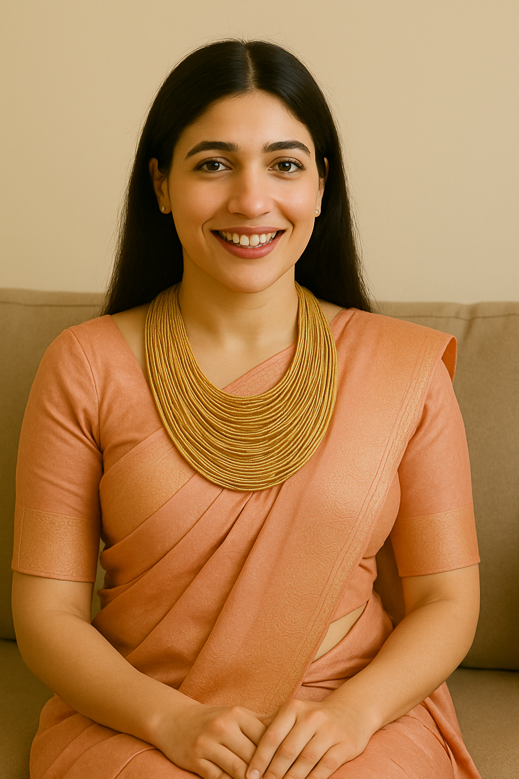 Golden Handmade Silk Threads Multi-Layer Statement African Choker Necklace