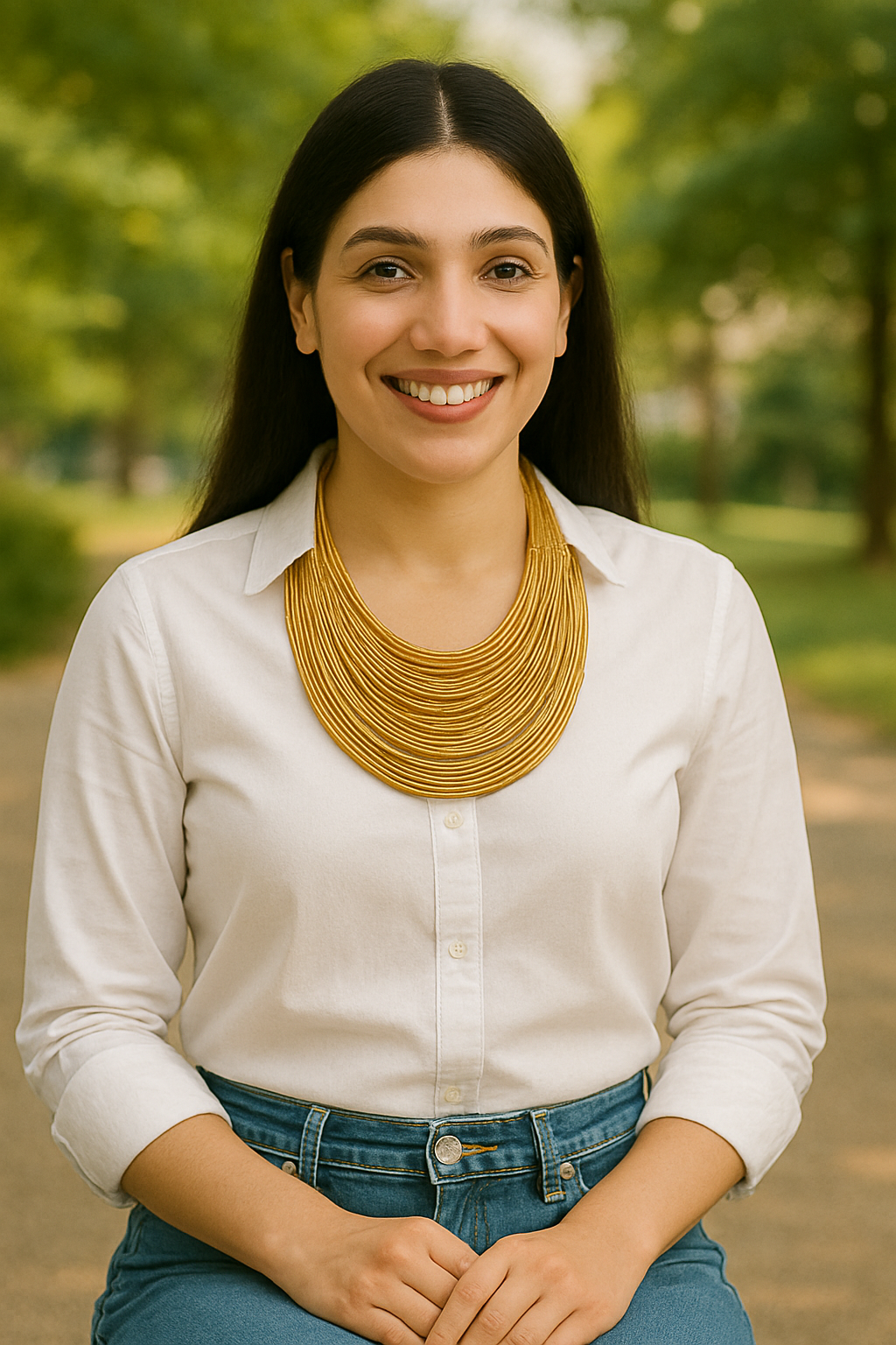 Golden Handmade Silk Threads Multi-Layer Statement African Choker Necklace