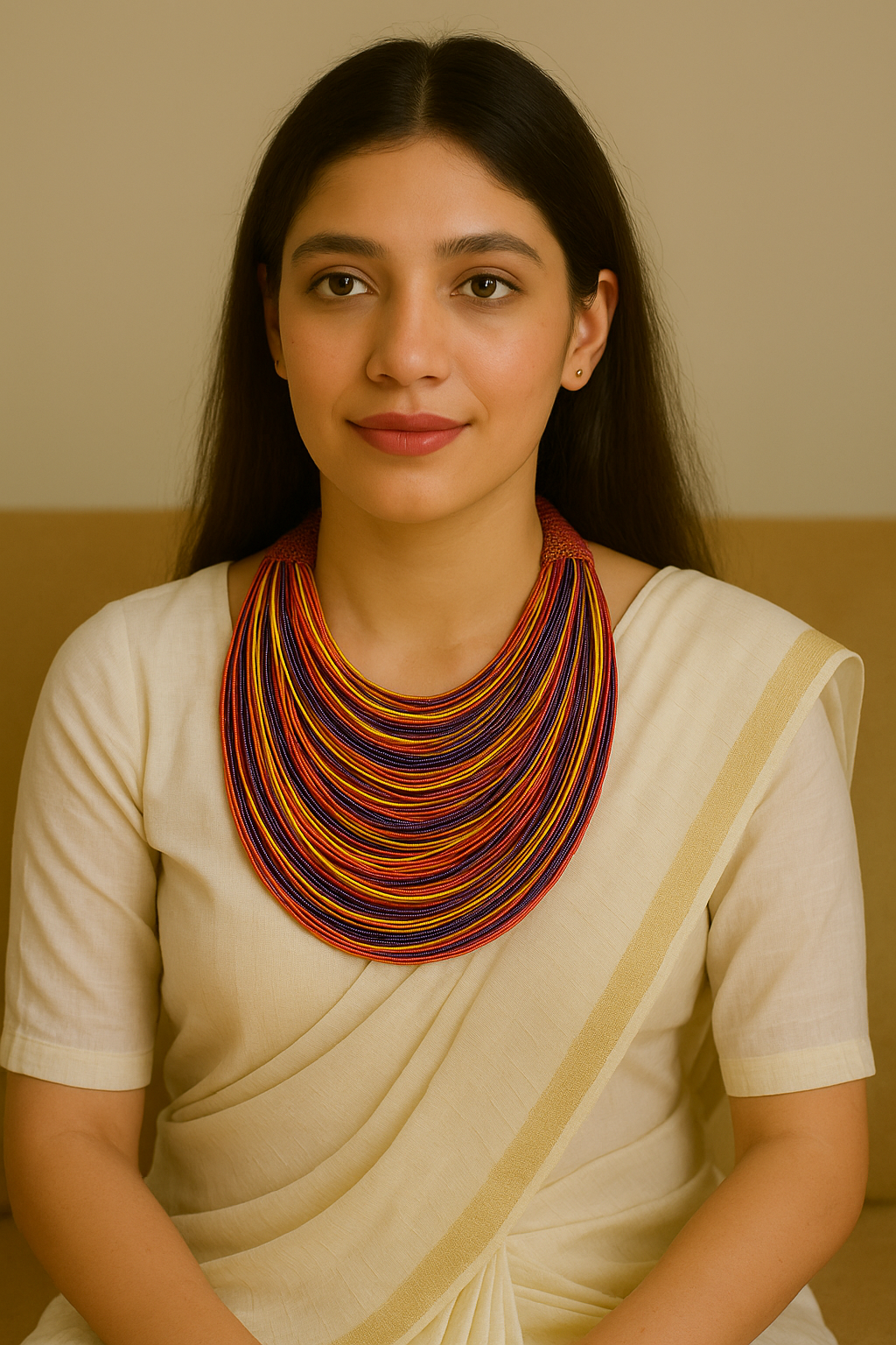 Multi-Color Handmade Silk Threads Multi-Layer Statement African Choker Necklace