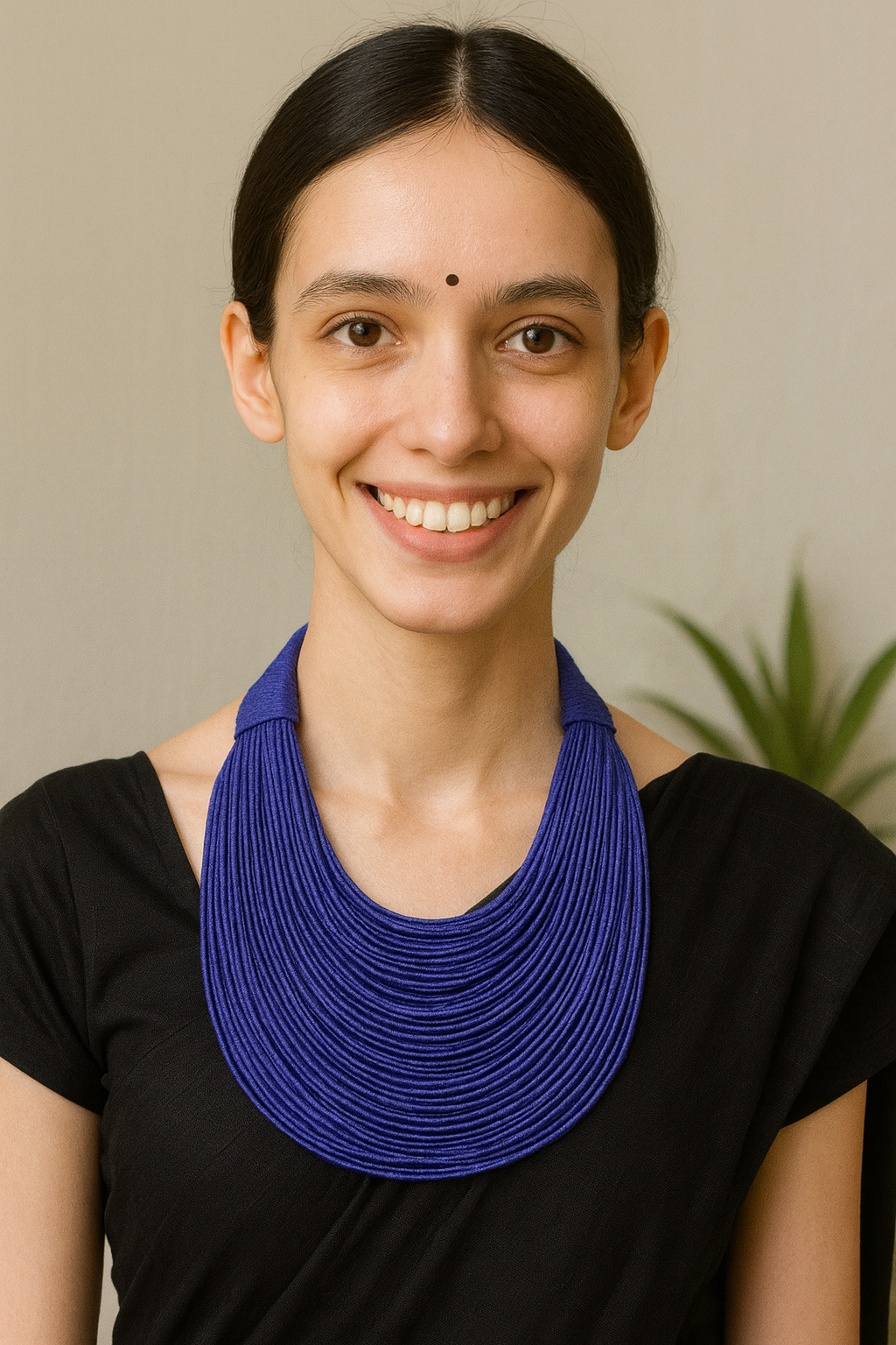 Blue Handmade Silk Threads Multi-Layer Statement African Choker Necklace