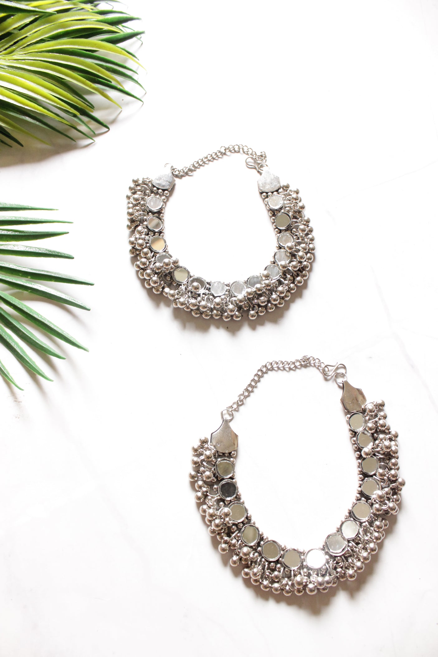 Mirror Work Set of 2 Ghungroo Payal Anklets