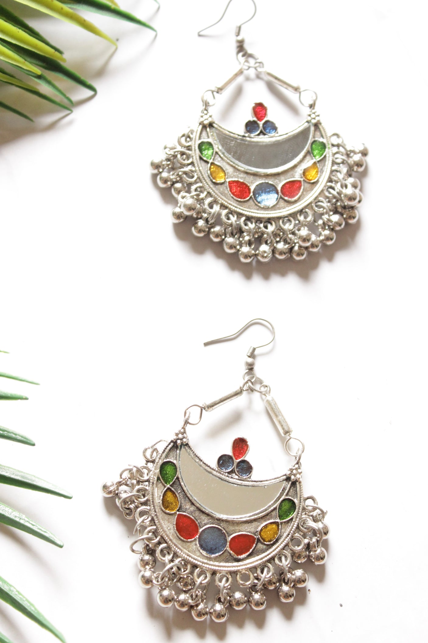 Half Moon Shape Metal Charms Premium Oxidised Finish Adjustable Length Afghani Choker Necklace Set