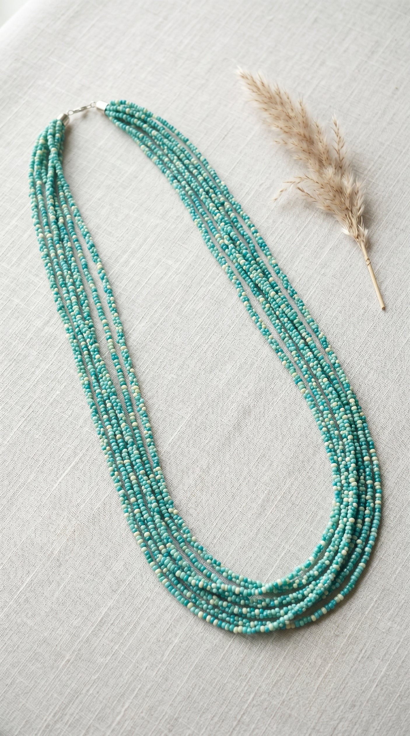 Turquoise and Teal Beaded Multi-Layer Handmade Necklace