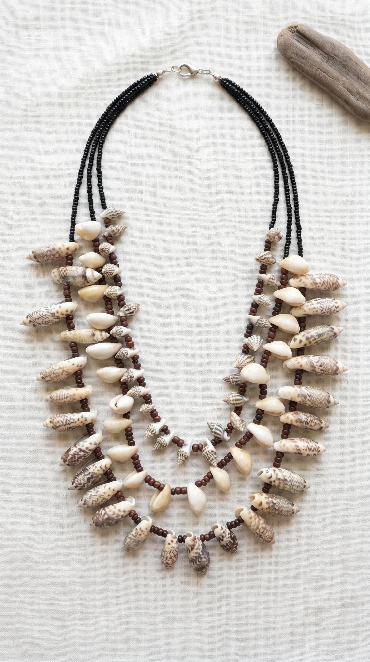 3 Layer Beaded Cowrie Shells Necklace