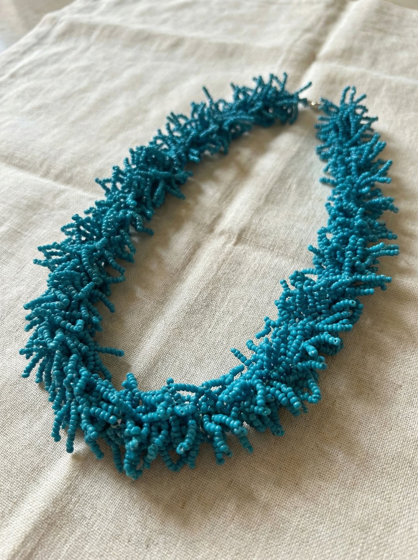 Turquoise Coral Fringe Statement Necklace