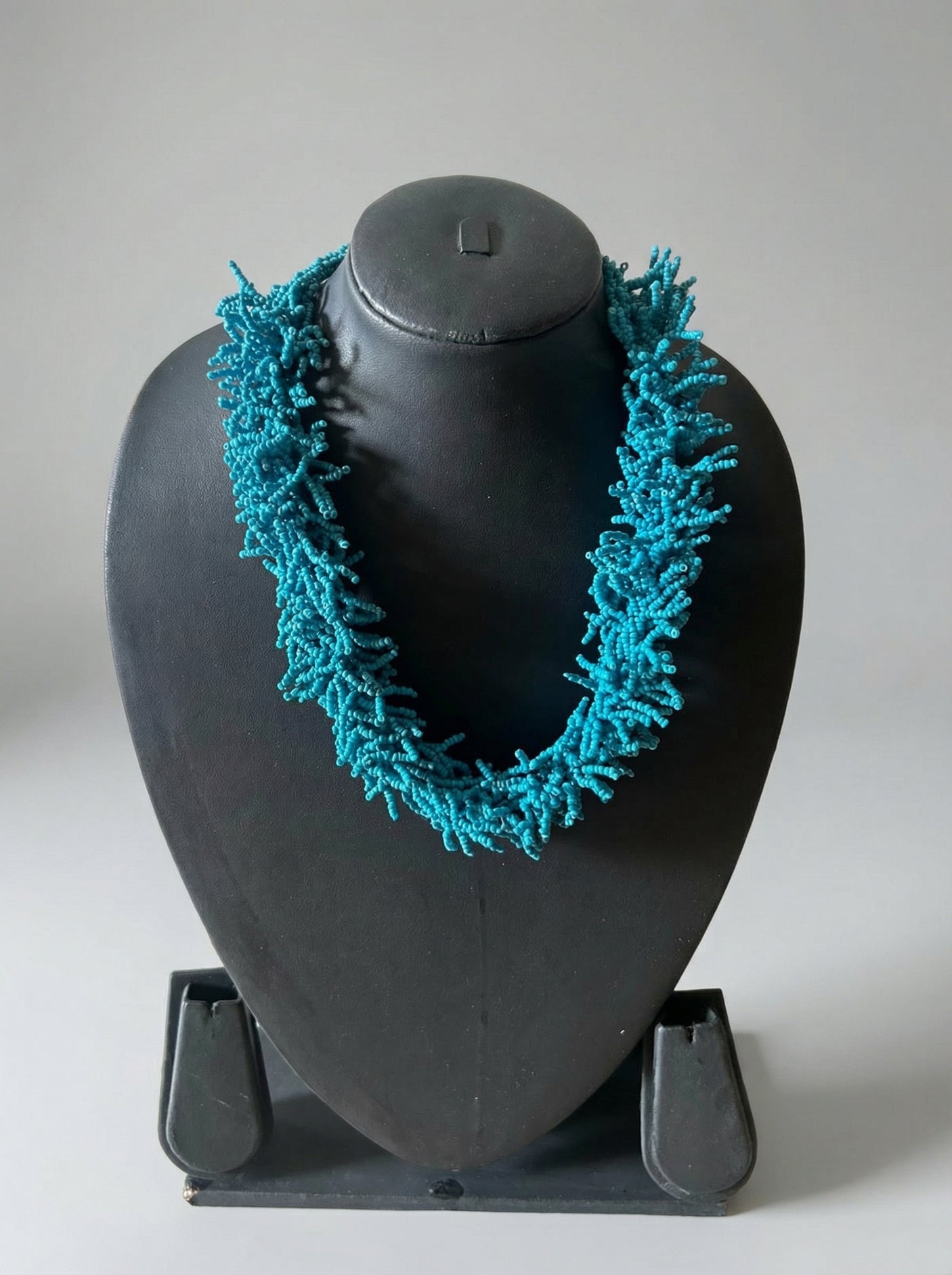 Turquoise Coral Fringe Statement Necklace