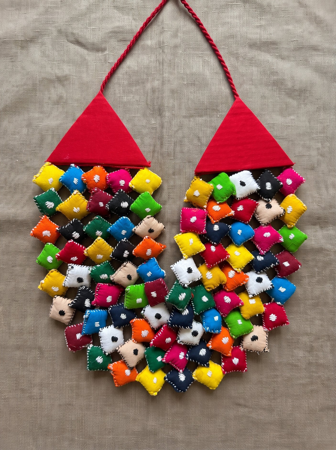 Multi-Color Kantha Embroidered Handmade Fabric Necklace