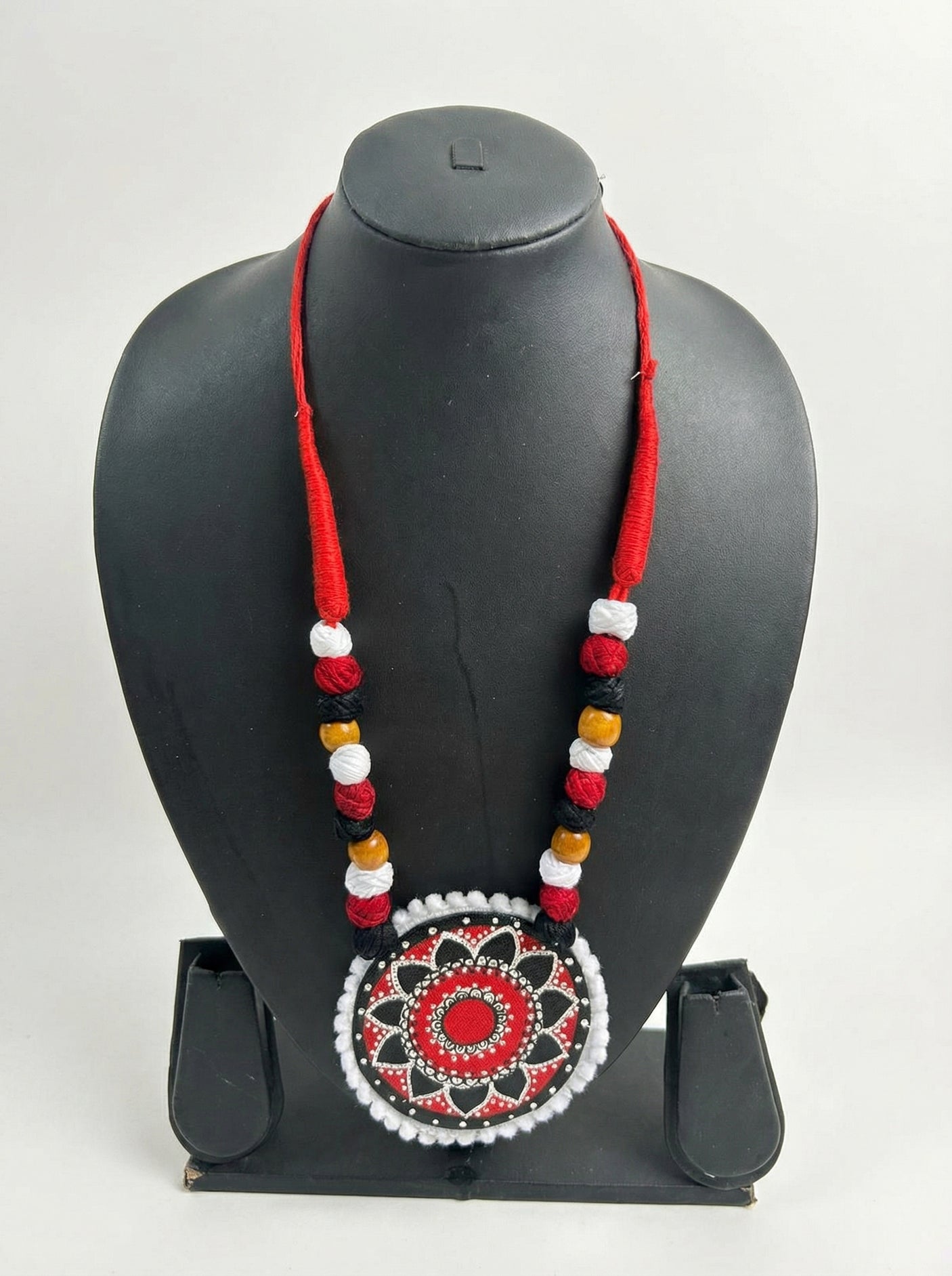 Hand-Painted Lotus Mandala Circle Hand Painted Necklace