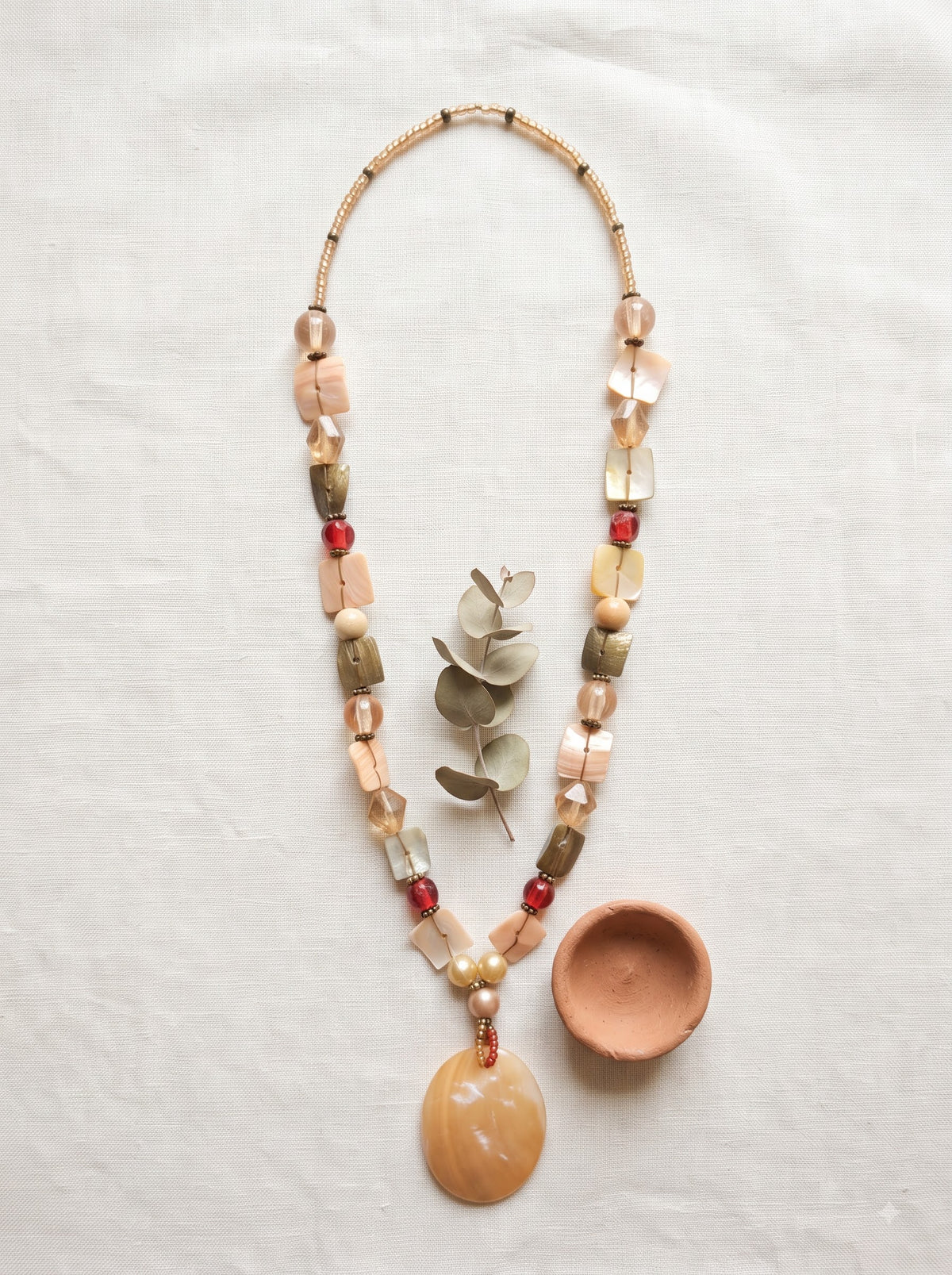 Muted Color Glass Beads Boho Necklace
