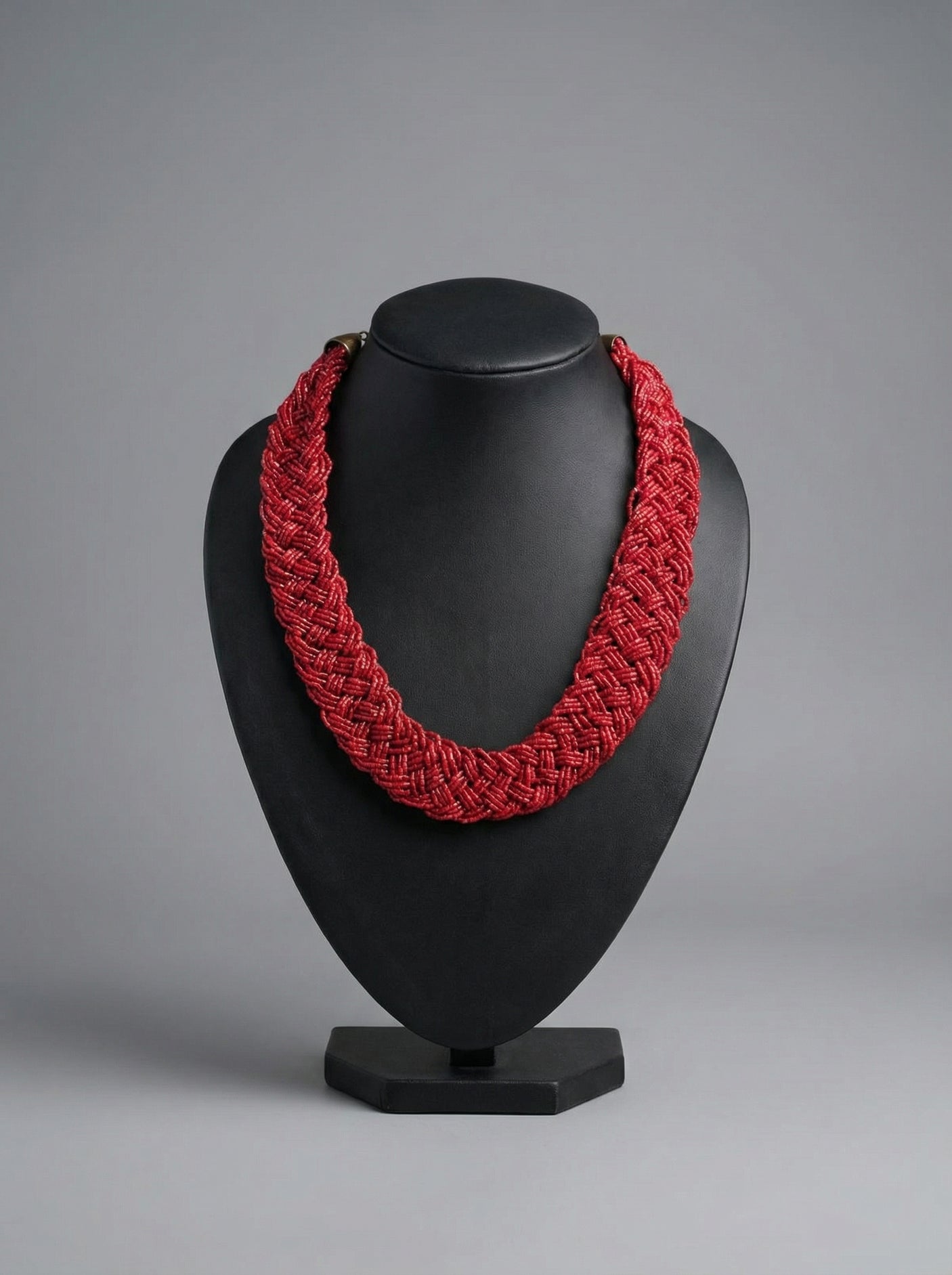 Crimson Weave Statement Collar Necklace