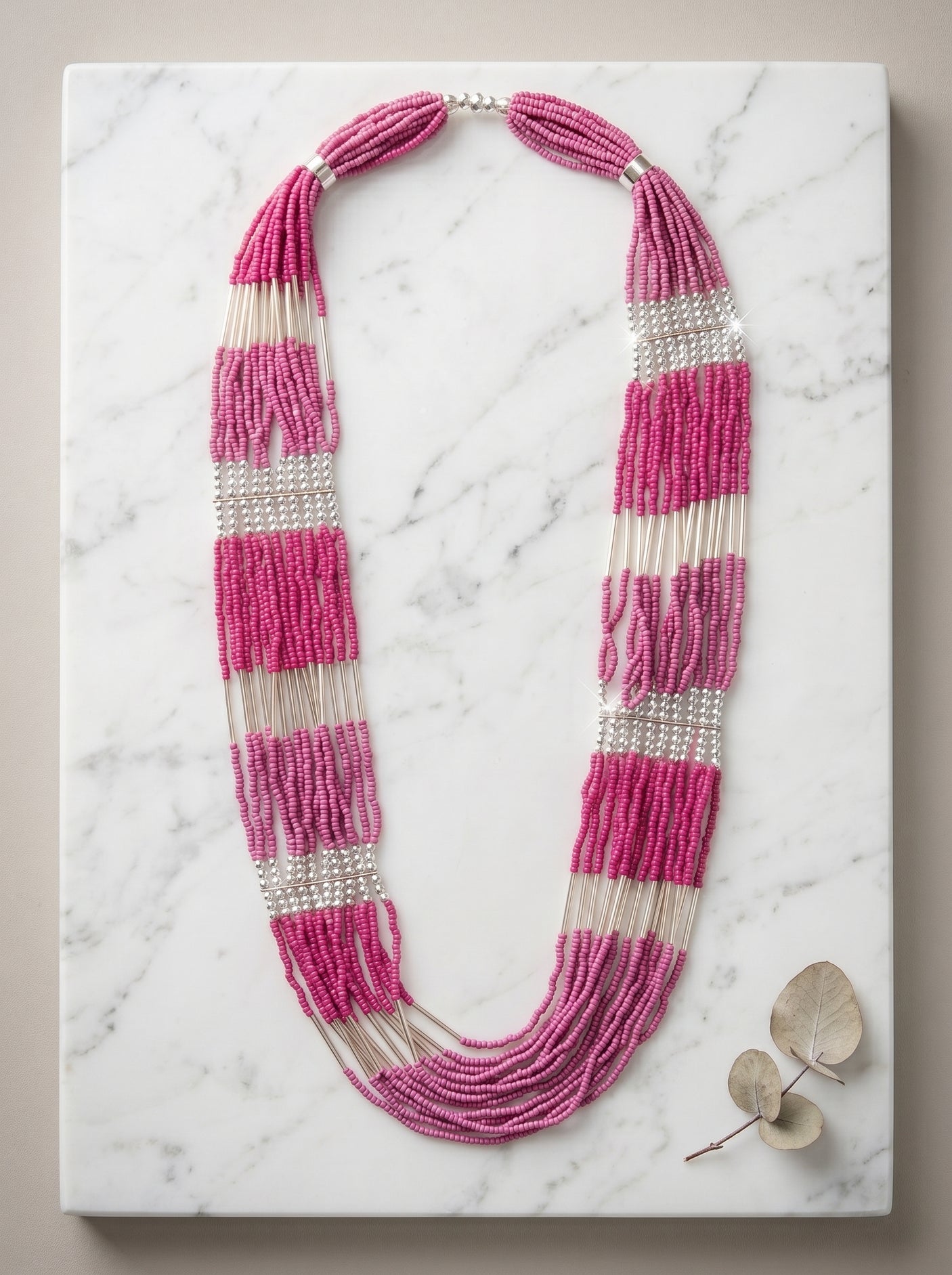 Shades of Pink Beaded Multi-Layer Handmade Necklace