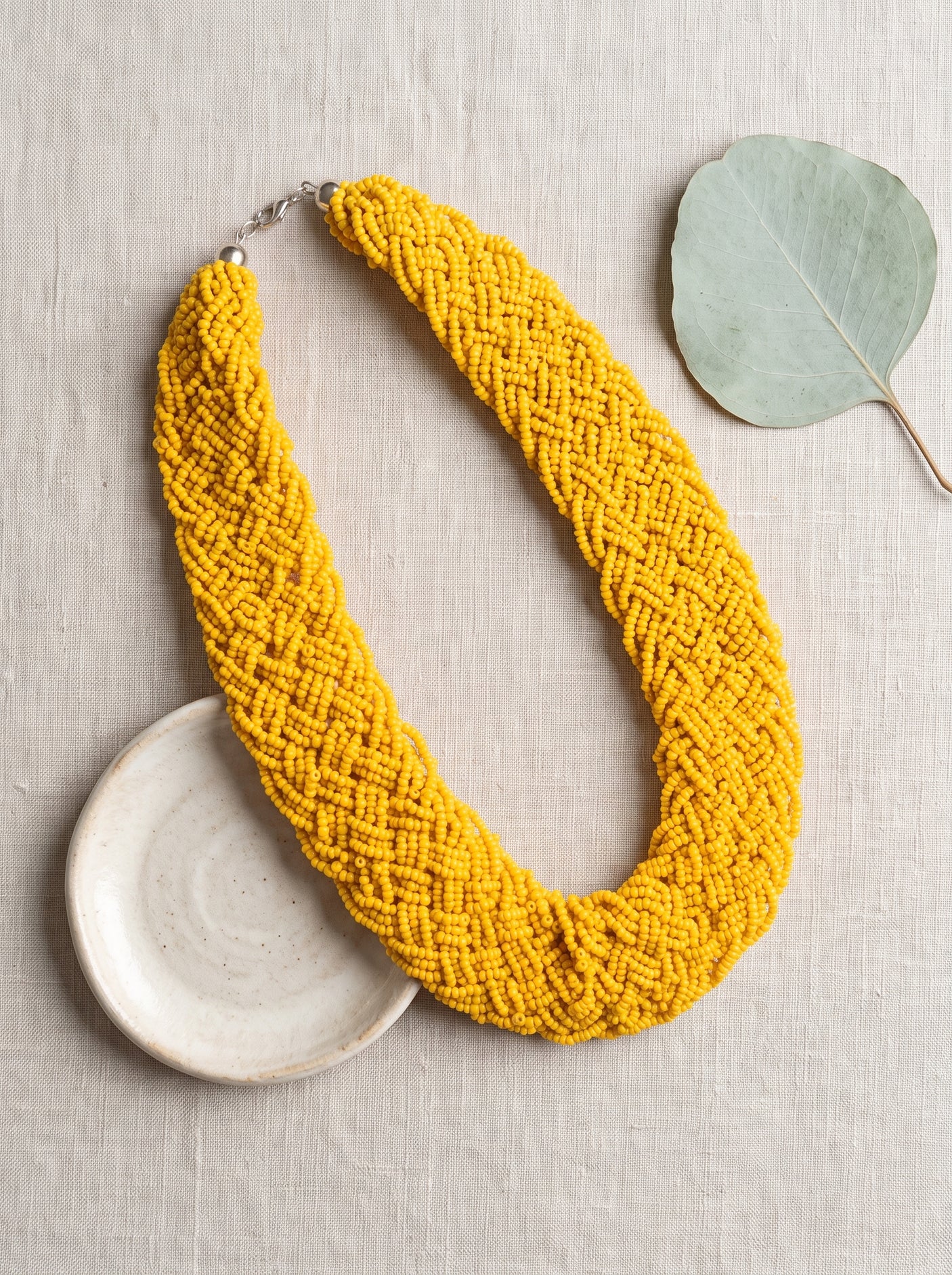 Twisted Yellow Beads Handmade Necklace