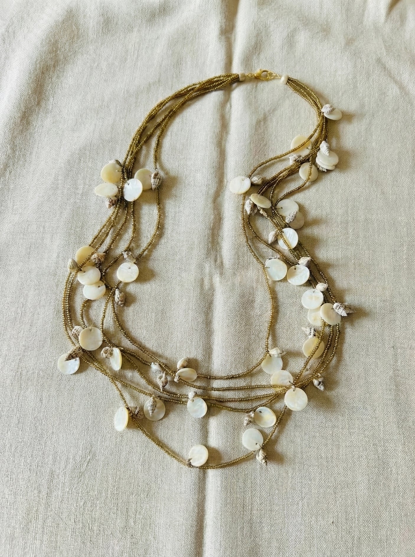 Ocean Coral — Bronze Seed Bead Necklace