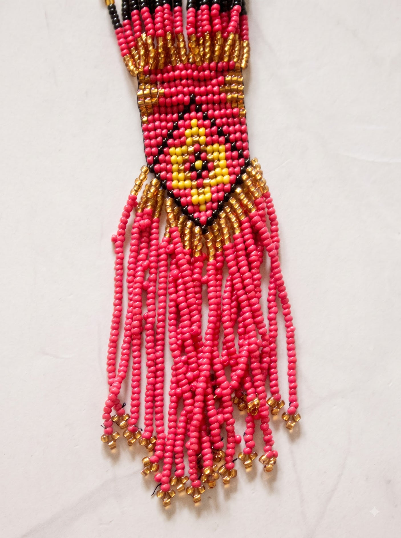 Pink and Multi-Color Hand Beaded Long Necklace Set