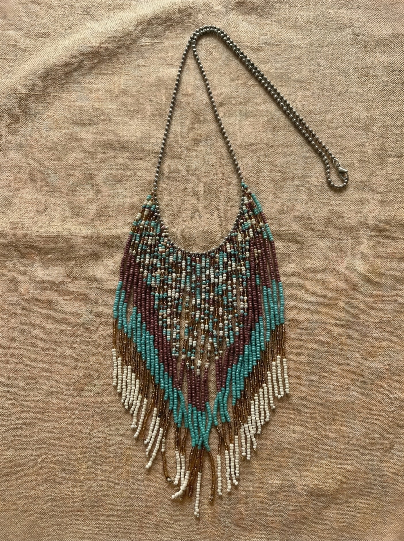 Ocean Coral — Turquoise Fringe Bib Necklace
