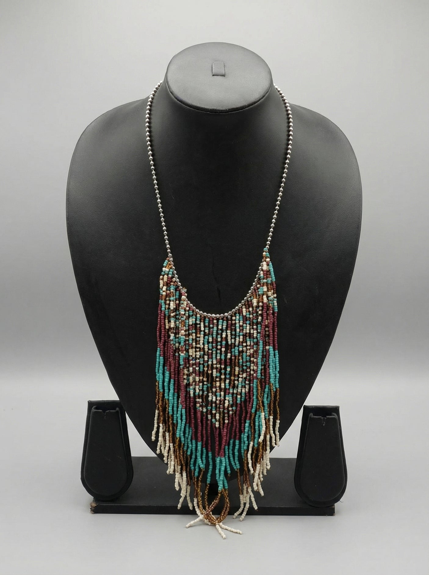 Ocean Coral — Turquoise Fringe Bib Necklace
