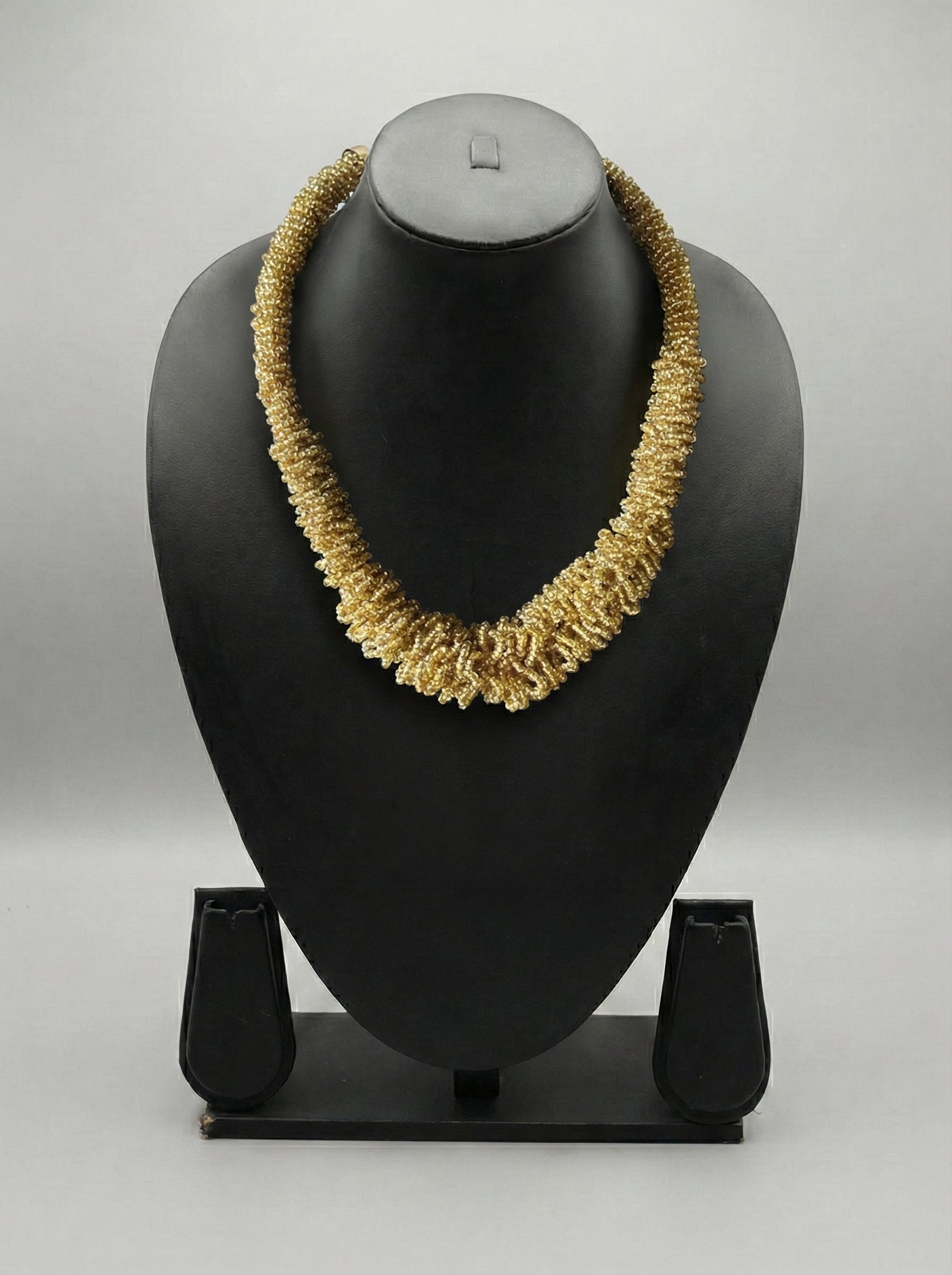 Golden Marigold Loop Seed Bead Statement Necklace