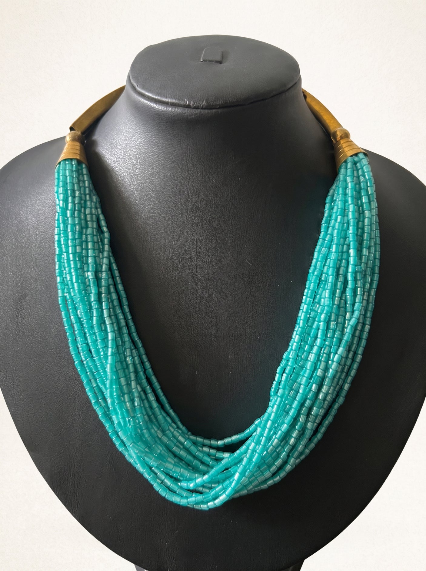 Blue Glass Beads Multi-Layer Beaded Necklace