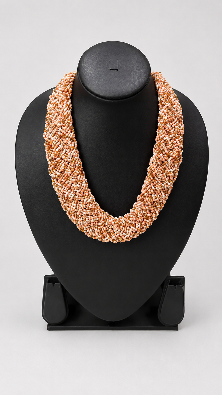 Peach and Gold Beaded Multi-Layer Handmade Necklace