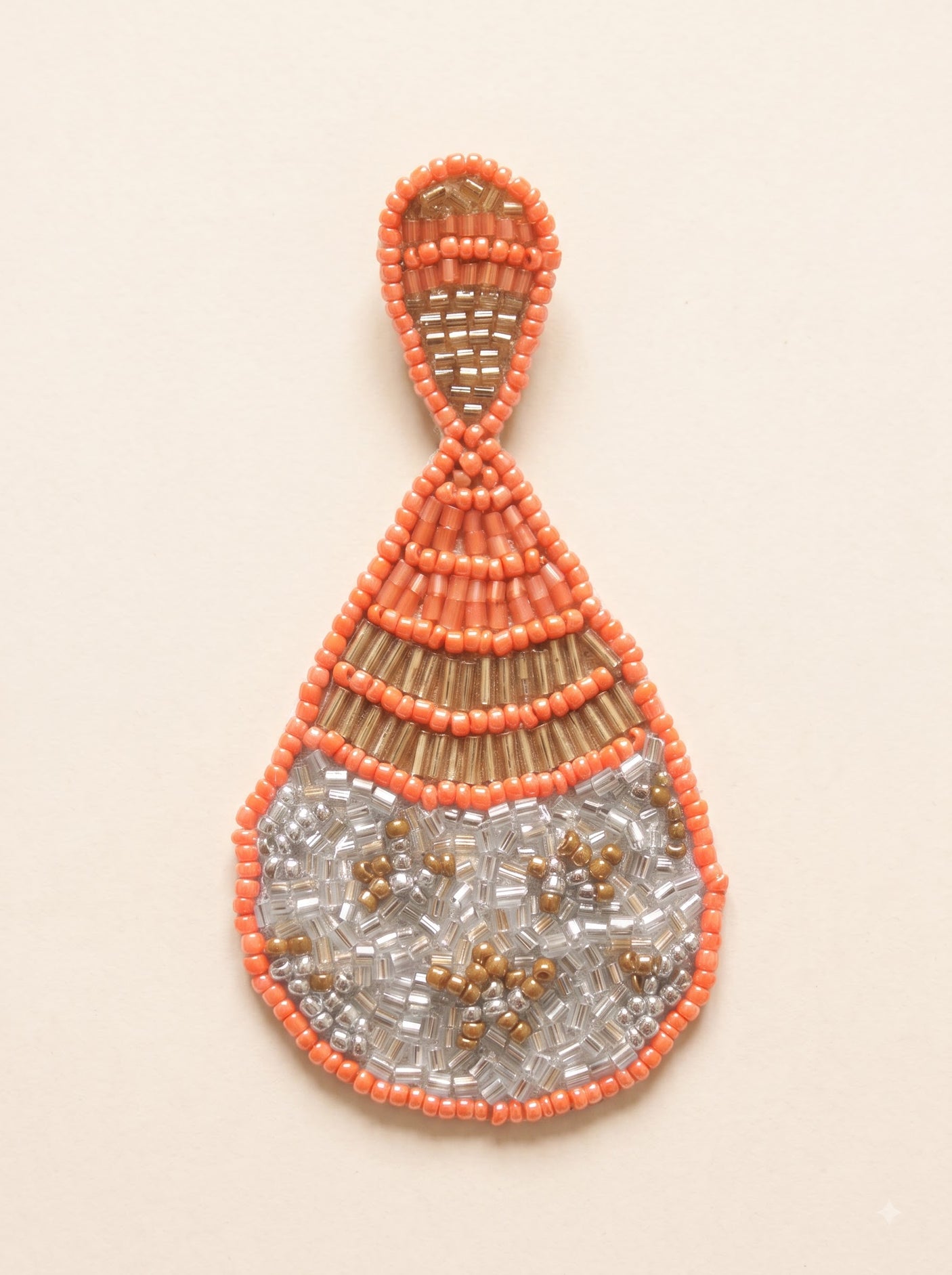 Orange and Gold Glass Beads Drop Earrings