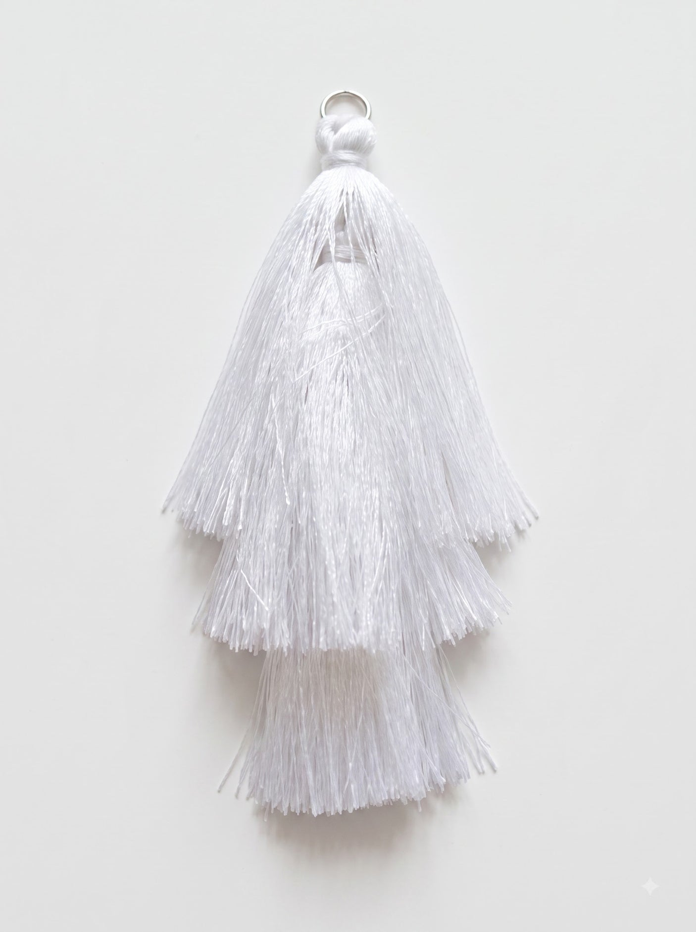 White Fabric Pom Pom Dangler Earrings