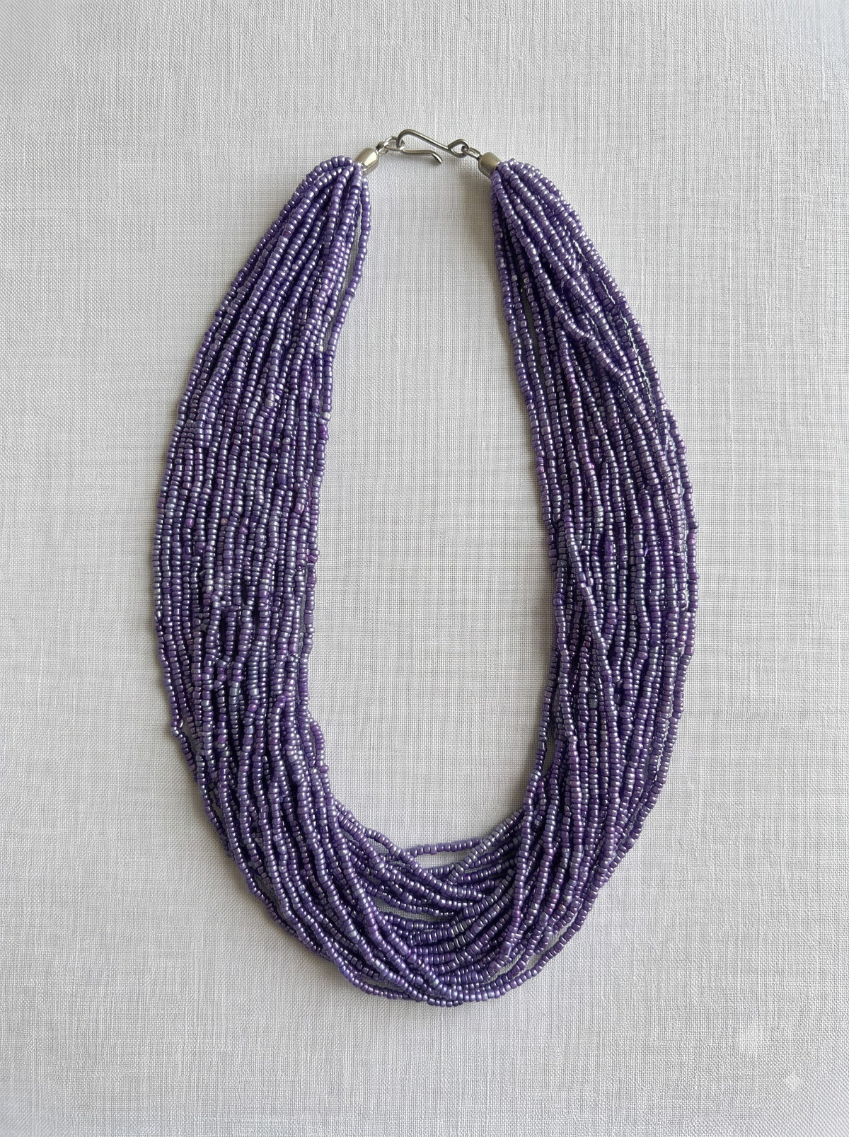 Purple Beads Hand Beaded Multi-Layer Necklace