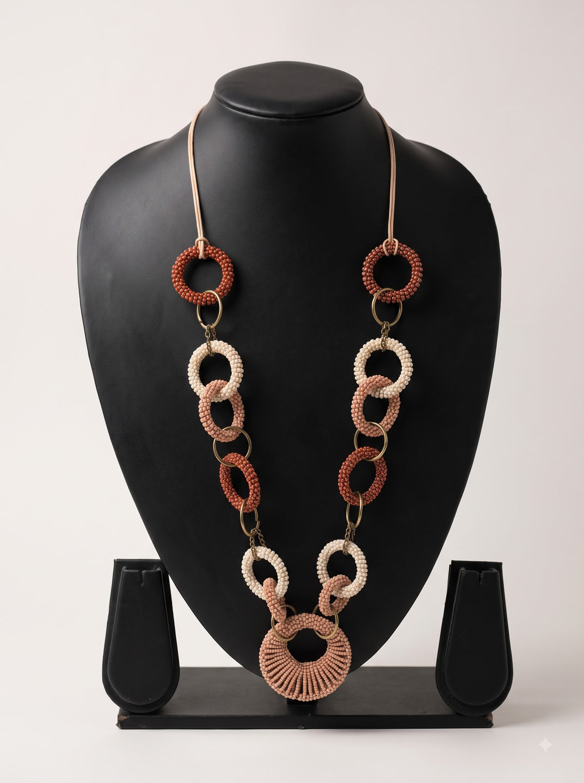 Rust & Blush Beaded Ring Necklace