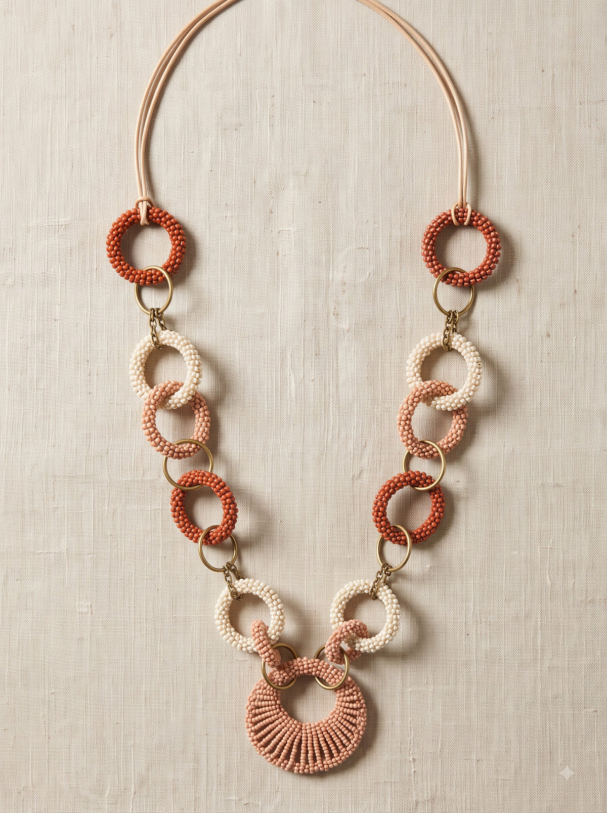 Rust & Blush Beaded Ring Necklace