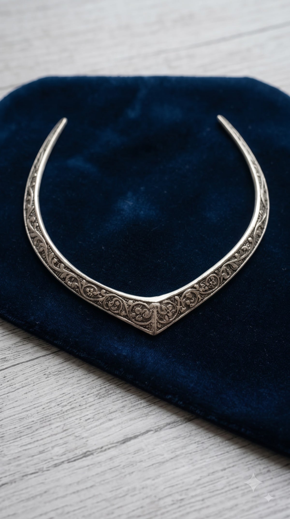 Intricately Detailed Oxidised Finish Metal Hasli