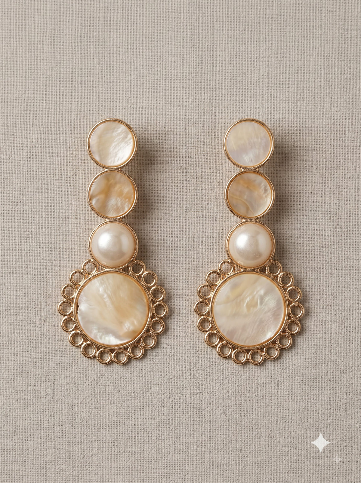Baroque Pearls and Metal 3 Layer Gold Finish Earrings