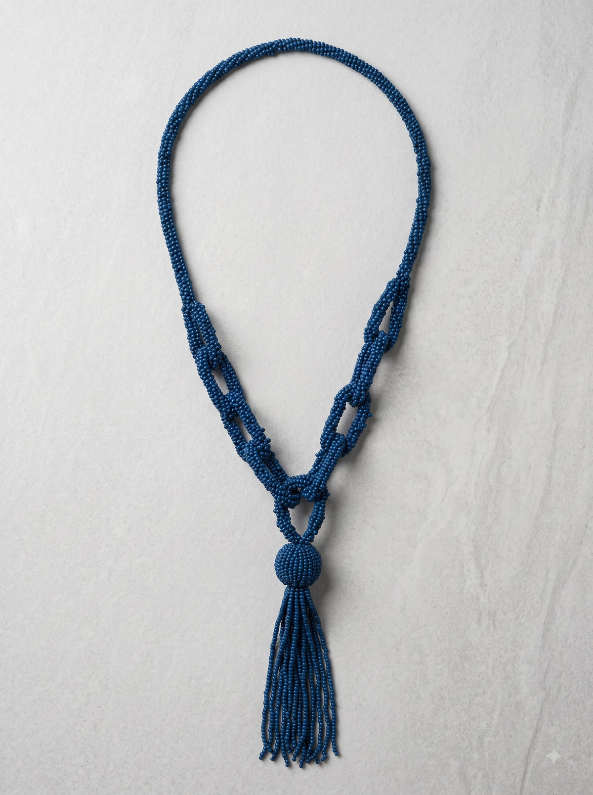 Indigo Tassel Seed Bead Necklace