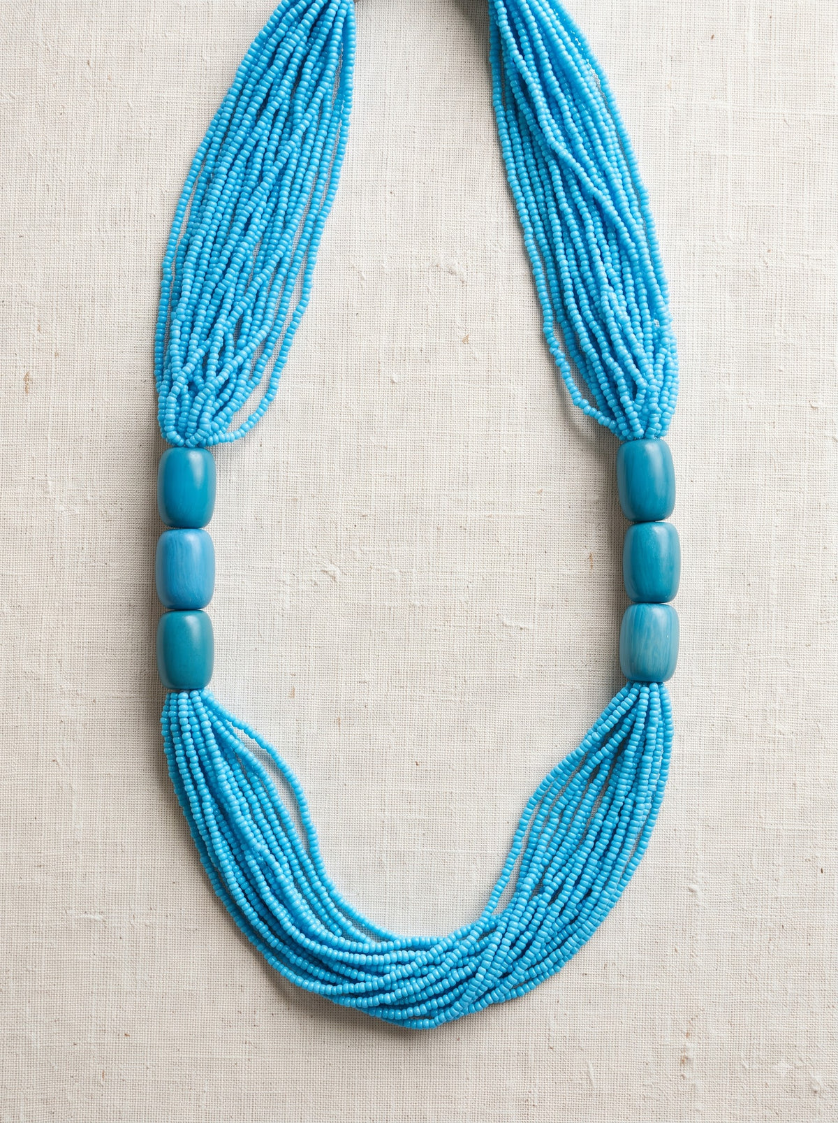 Sky Blue Multi-Strand Seed Bead Necklace