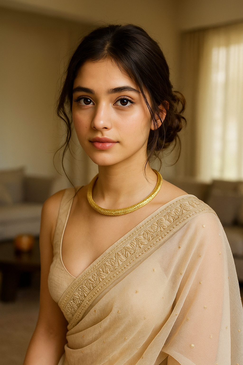 Fish Scale Motifs Matt Gold Finish Hasli Style Brass Choker Necklace