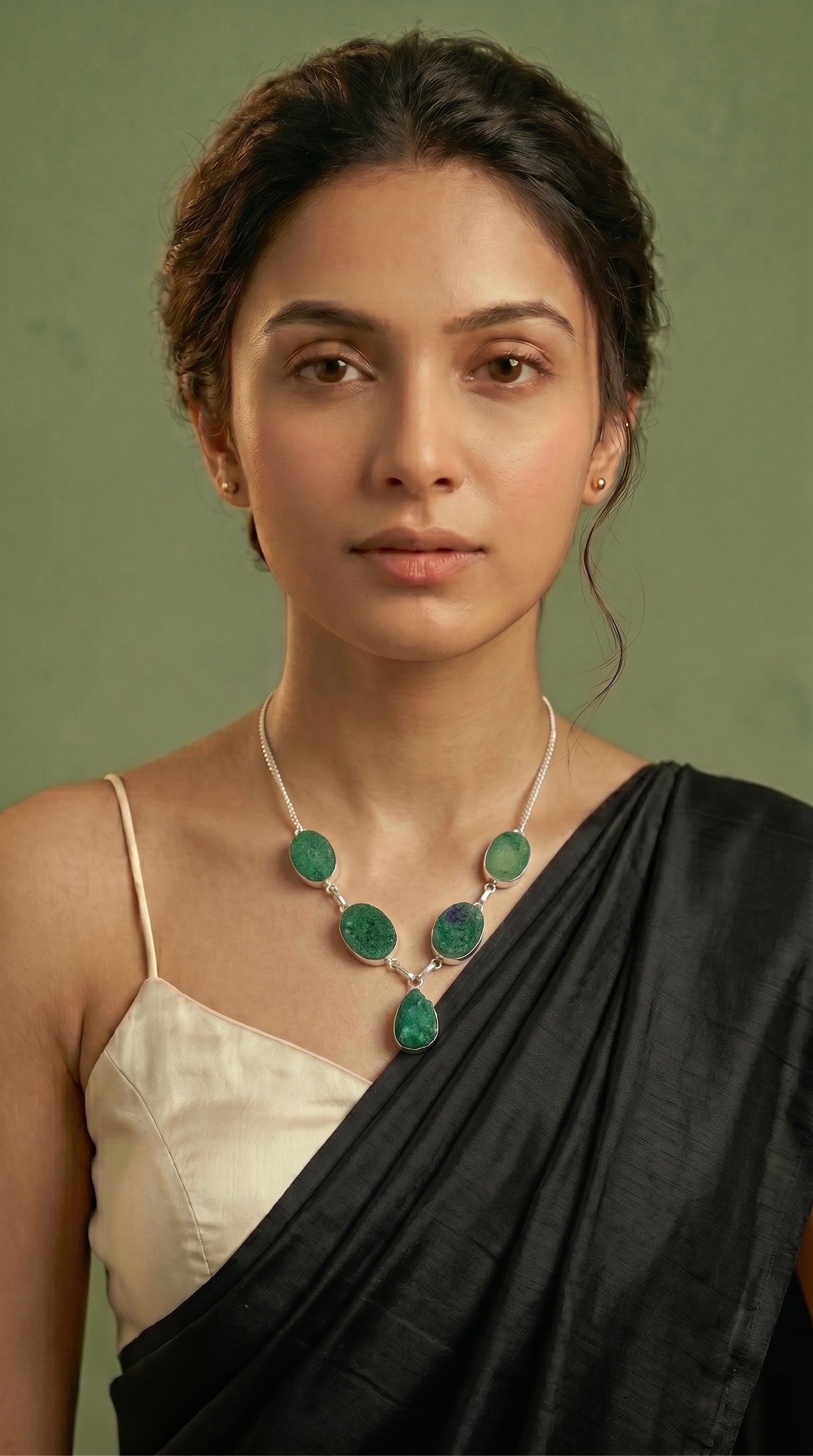 Green Titanium Druzy Gemstone Handmade Necklace 18'' to 24''