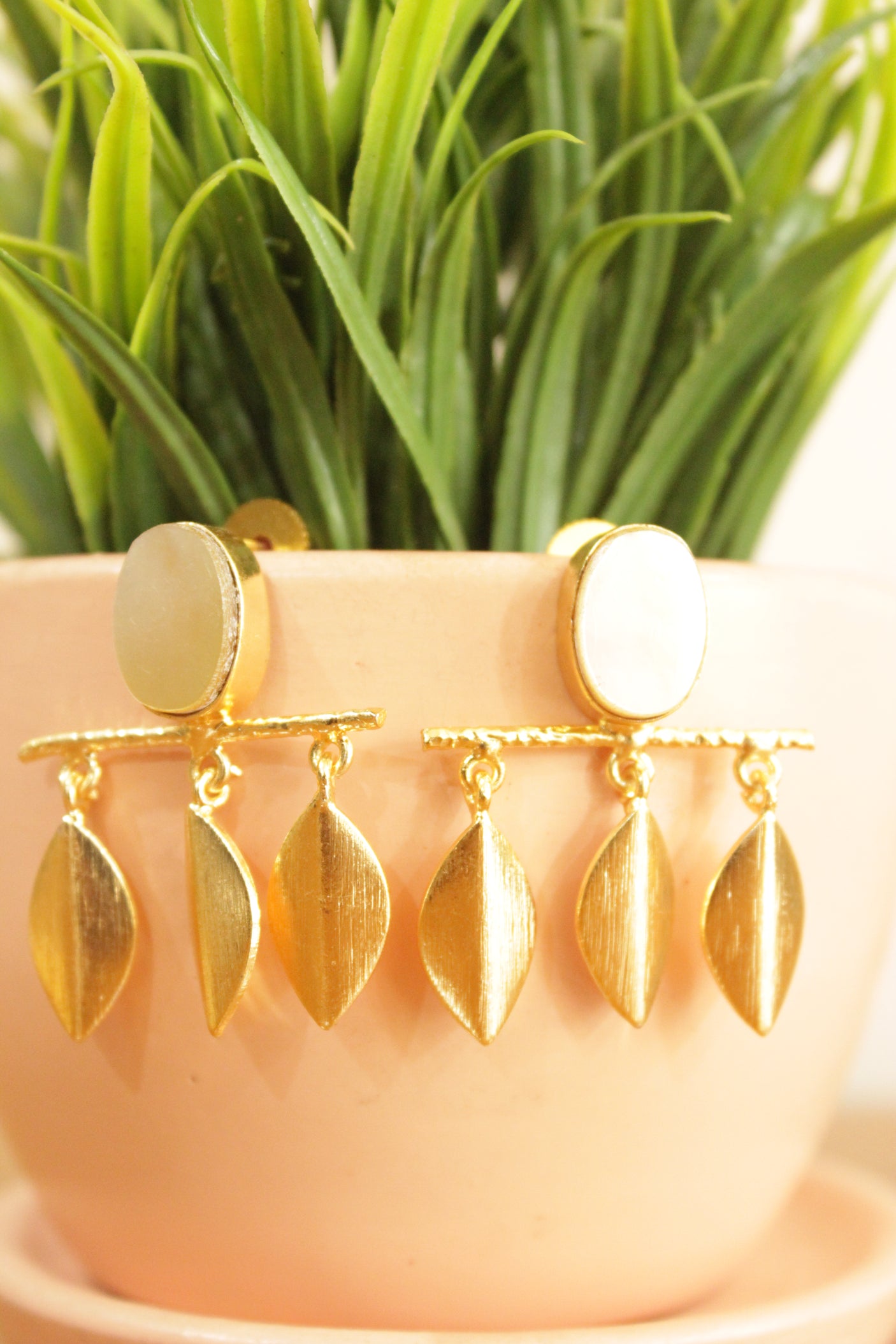 Mother of Pearl Gold Plated Fashion Earrings