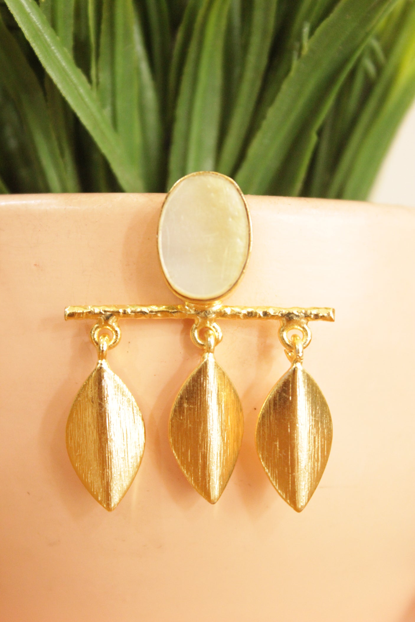 Mother of Pearl Gold Plated Fashion Earrings