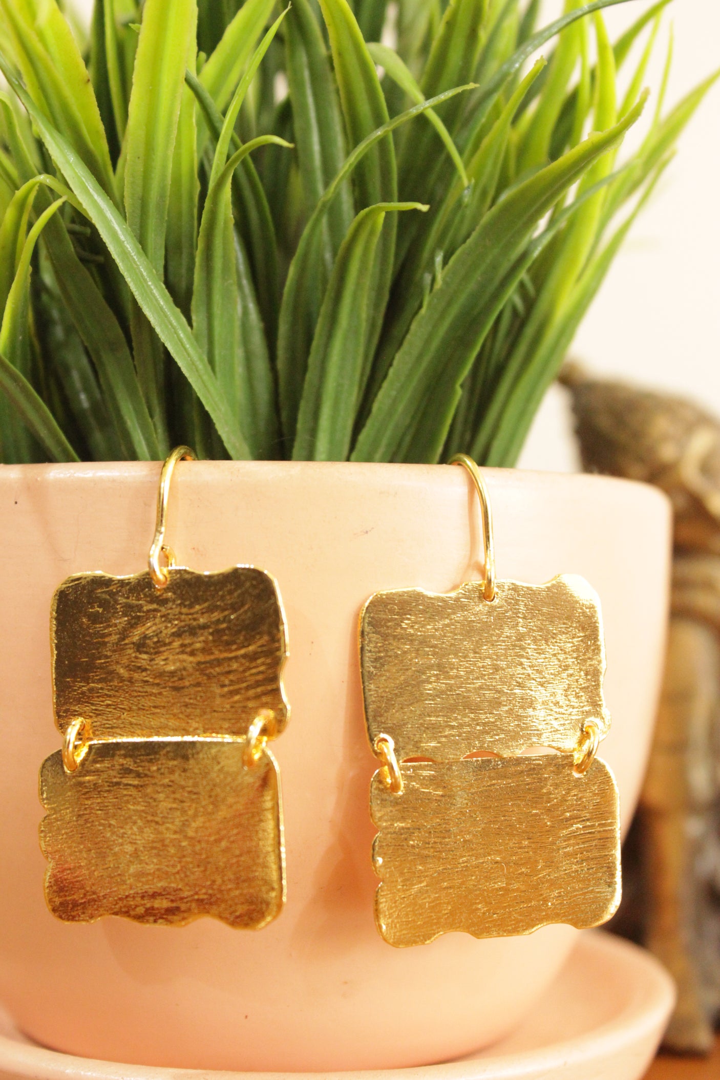 Unique Handmade Gold Plated Hook Earrings